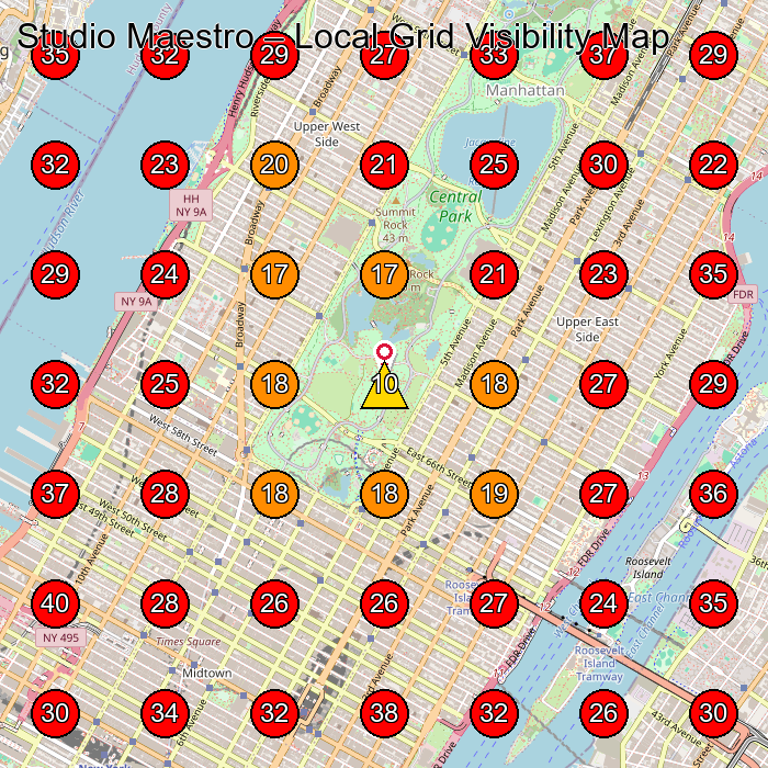 Studio Maestro GeoGrid visibility map for Dance School in 246 Columbus Ave